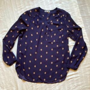 Pleione Navy Long-Sleeve Printed Blouse, Medallions, Nordstrom, Classic